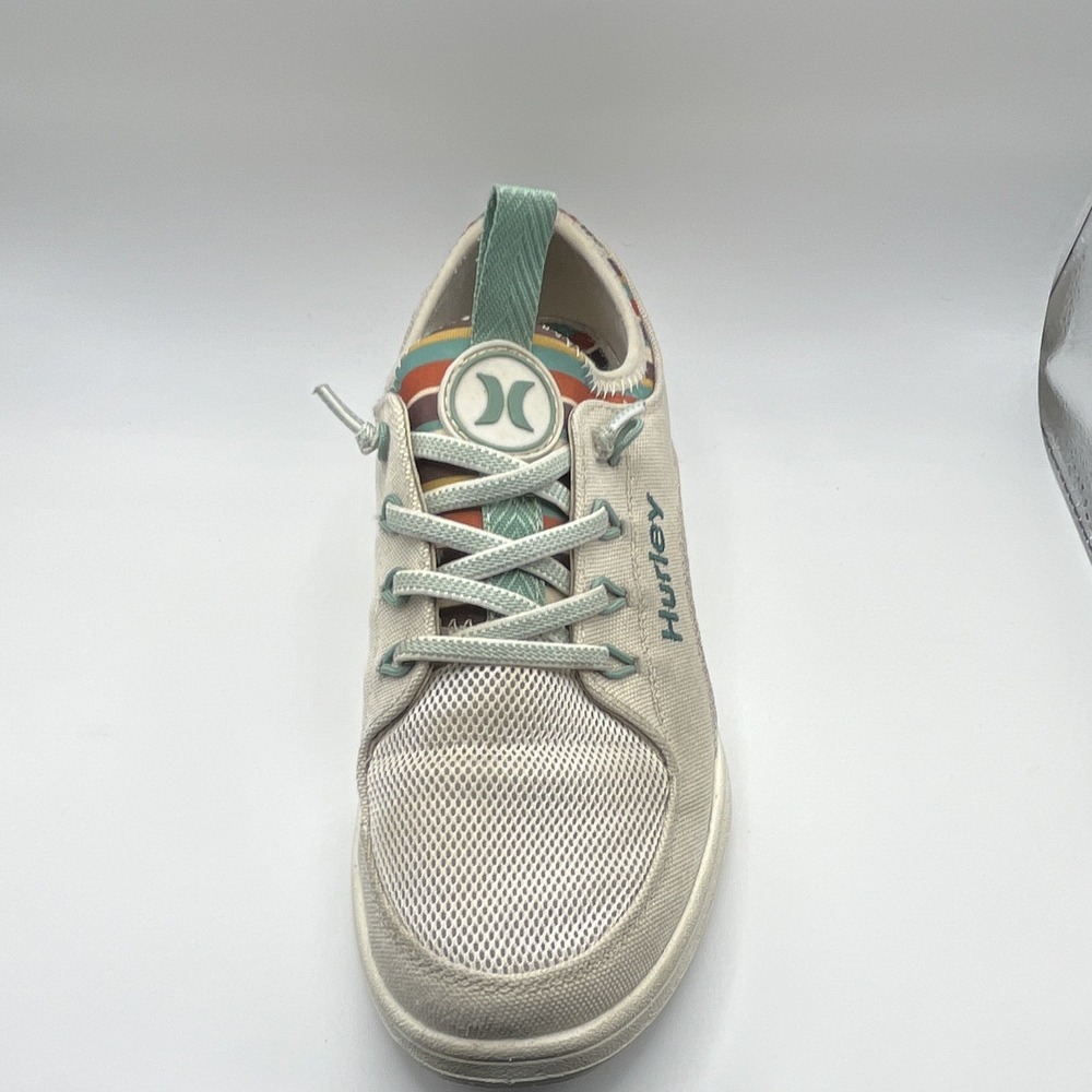 Hurley Women's Low Top Slip-on Sneakers Beige/Green Striped Lining Size 8 - Picture 2 of 10